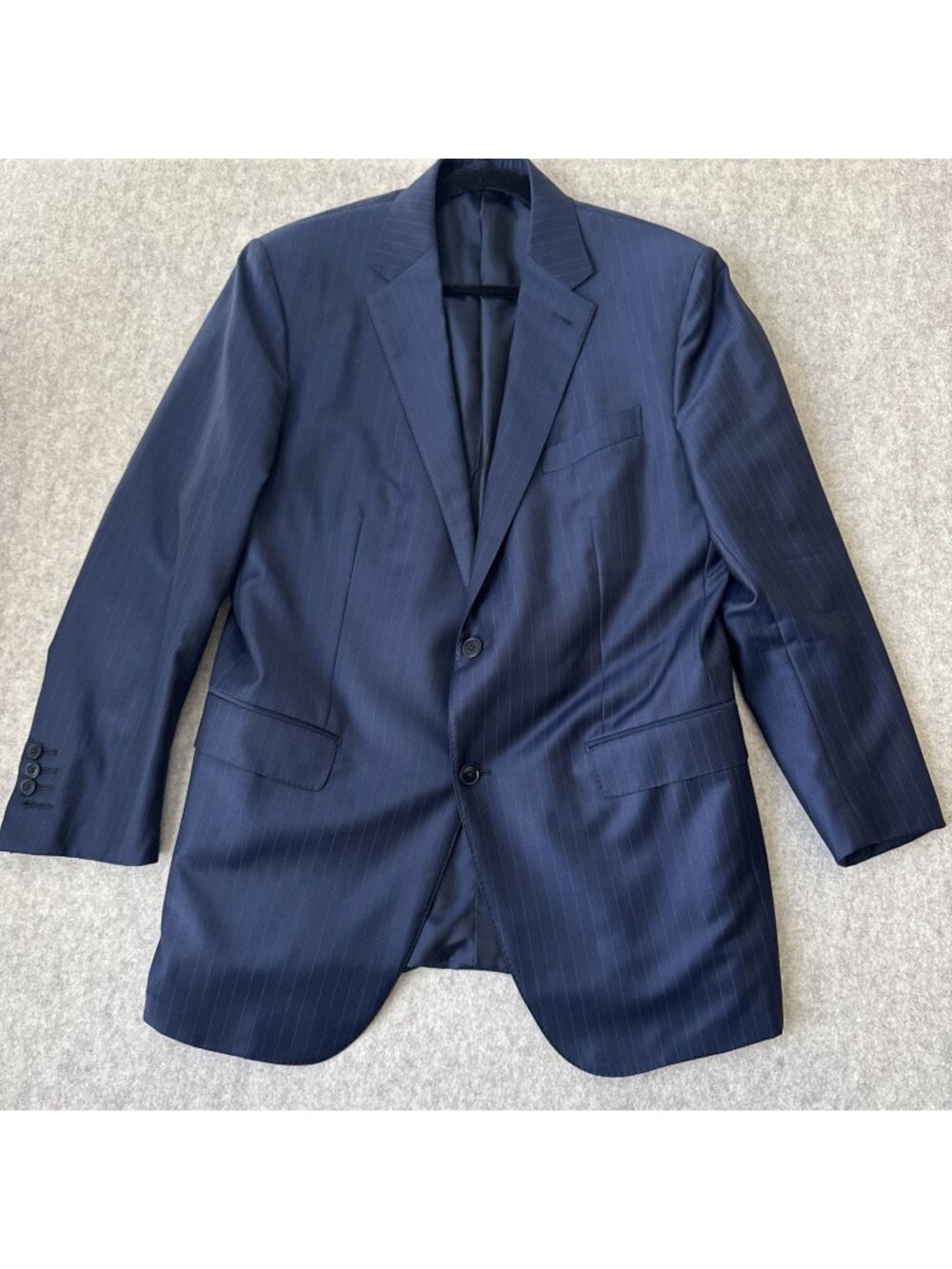 Ermenegildo Zegna Trofeo Suit Mens 54L Blue Pinstriped Wool 36x32 Tailored Fit